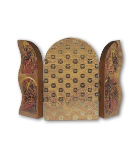 Trittico devozionale in legno di Gesù Maestro