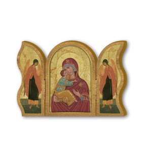 Trittico devozionale in legno della Madonna della Tenerezza
