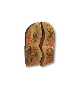 Trittico devozionale in legno della Trinità