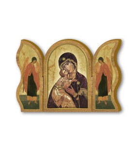 Trittico devozionale in legno della Madonna della Tenerezza