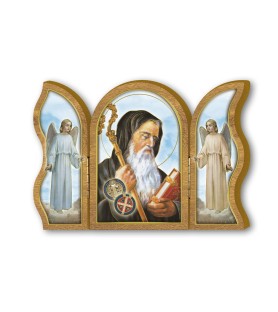 Trittico devozionale in legno di San Benedetto