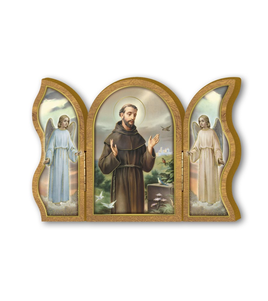Trittico devozionale in legno di San Francesco