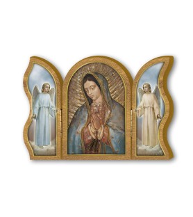 Trittico devozionale in legno della Madonna di Guadalupe