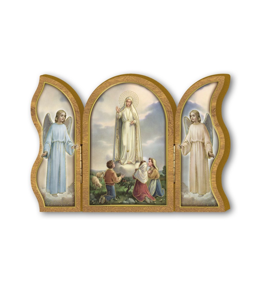 Trittico devozionale in legno della Madonna di Fatima