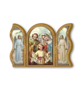 Trittico devozionale in legno della Sacra Famiglia