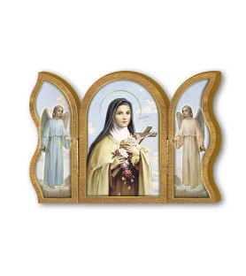 Trittico devozionale in legno di Santa Teresa