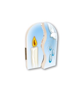 Trittico devozionale in legno di Battesimo