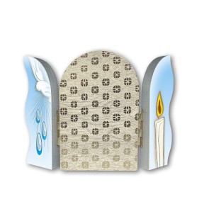 Trittico devozionale in legno di Battesimo