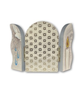 Trittico devozionale in legno di Battesimo