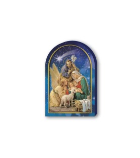 Cappelletta in legno della Sacra Famiglia con angelo e Re Magi