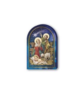 Cappelletta in legno della Sacra Famiglia con bue e asinello