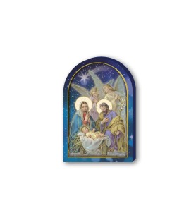 Cappelletta in legno della Sacra Famiglia con angeli e Re Magi