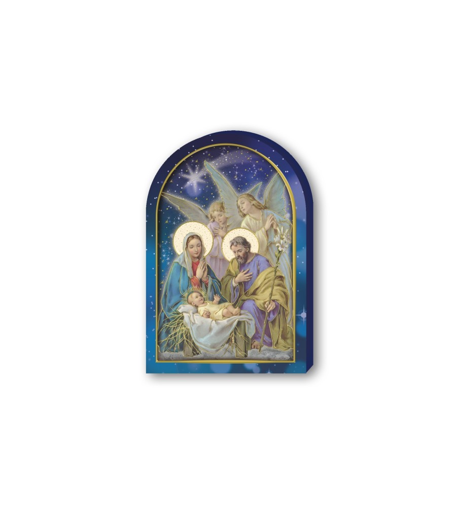 Cappelletta in legno della Sacra Famiglia con angeli e Re Magi Cappelletta in legno della Sacra Famiglia con angeli e Re Magi