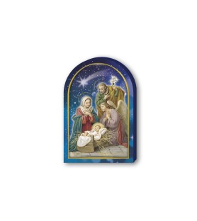 Cappelletta in legno della Sacra Famiglia con angelo e Re Magi