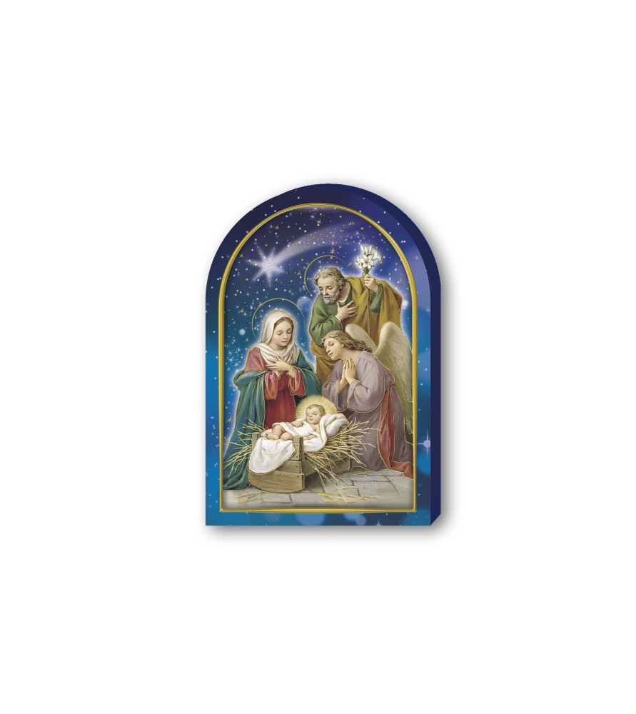 Cappelletta in legno della Sacra Famiglia con angelo e Re Magi