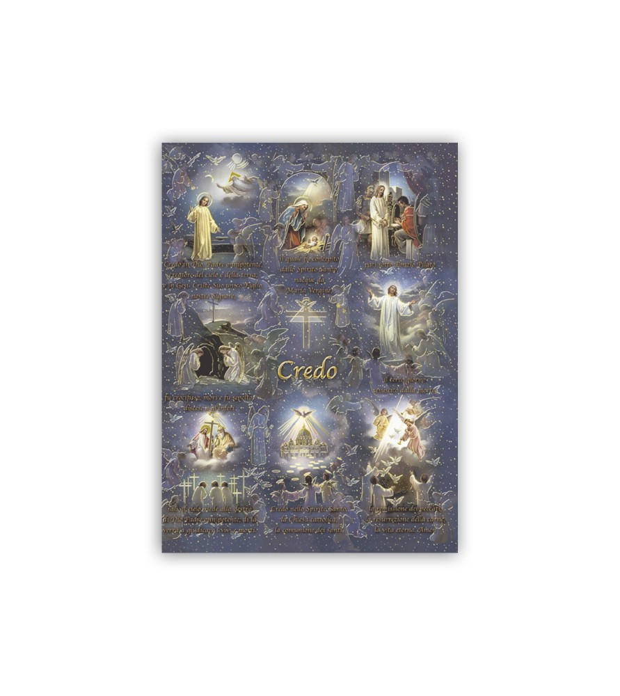 Poster con oro a caldo con l'immagine e la preghiera del Credo Poster con oro a caldo con l'immagine e la preghiera del Credo