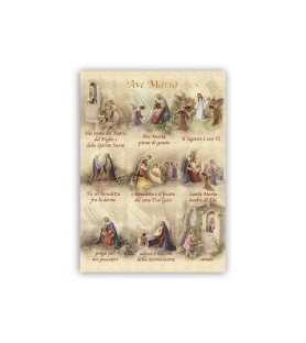 Poster con oro a caldo con l'immagine e la preghiera dell'Ave Maria