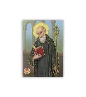 Poster con oro a caldo con l'immagine di San Benedetto
