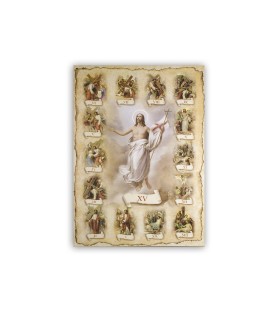 Poster con oro a caldo con l'immagine delle 15 Stazioni della Via Crucis