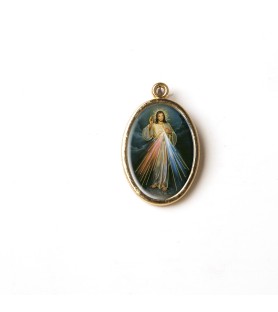 Busta con 10 Medaglia ovale dorata di Gesù Misericordioso