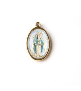 Busta con 10 Medaglia ovale dorata della Madonna Miracolosa
