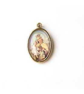 Busta con 10 Medaglia ovale dorata della Madonna del Carmelo