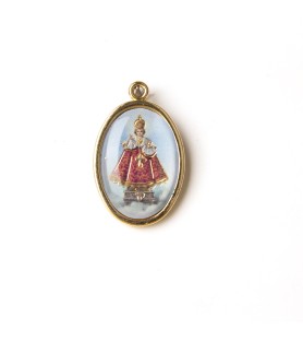Busta con 10 Medaglia ovale dorata del Santo Bambino di Praga