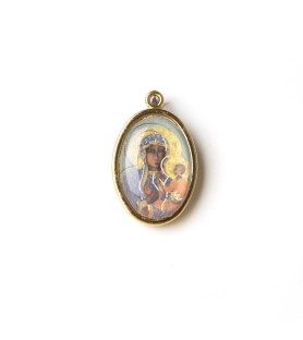 Busta con 10 Medaglia ovale dorata della Madonna di Czestochowa