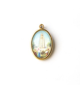 Busta con 10 Medaglia ovale dorata della Madonna di Fatima