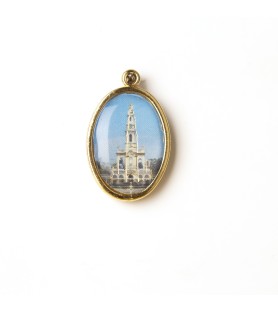 Busta con 10 Medaglia ovale dorata del Santuario di Fatima