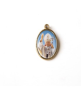 Busta con 10 Medaglia ovale dorata di Papa Giovanni Paolo II