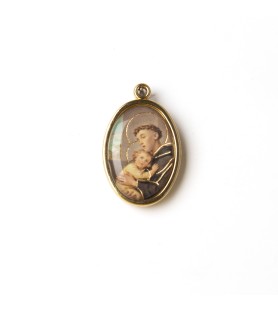 Busta con 10 Medaglia ovale dorata di Sant'Antonio
