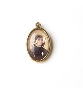 Busta con 10 Medaglia ovale dorata di San Faustina