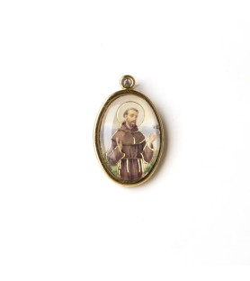 Busta con 10 Medaglia ovale dorata di San Francesco