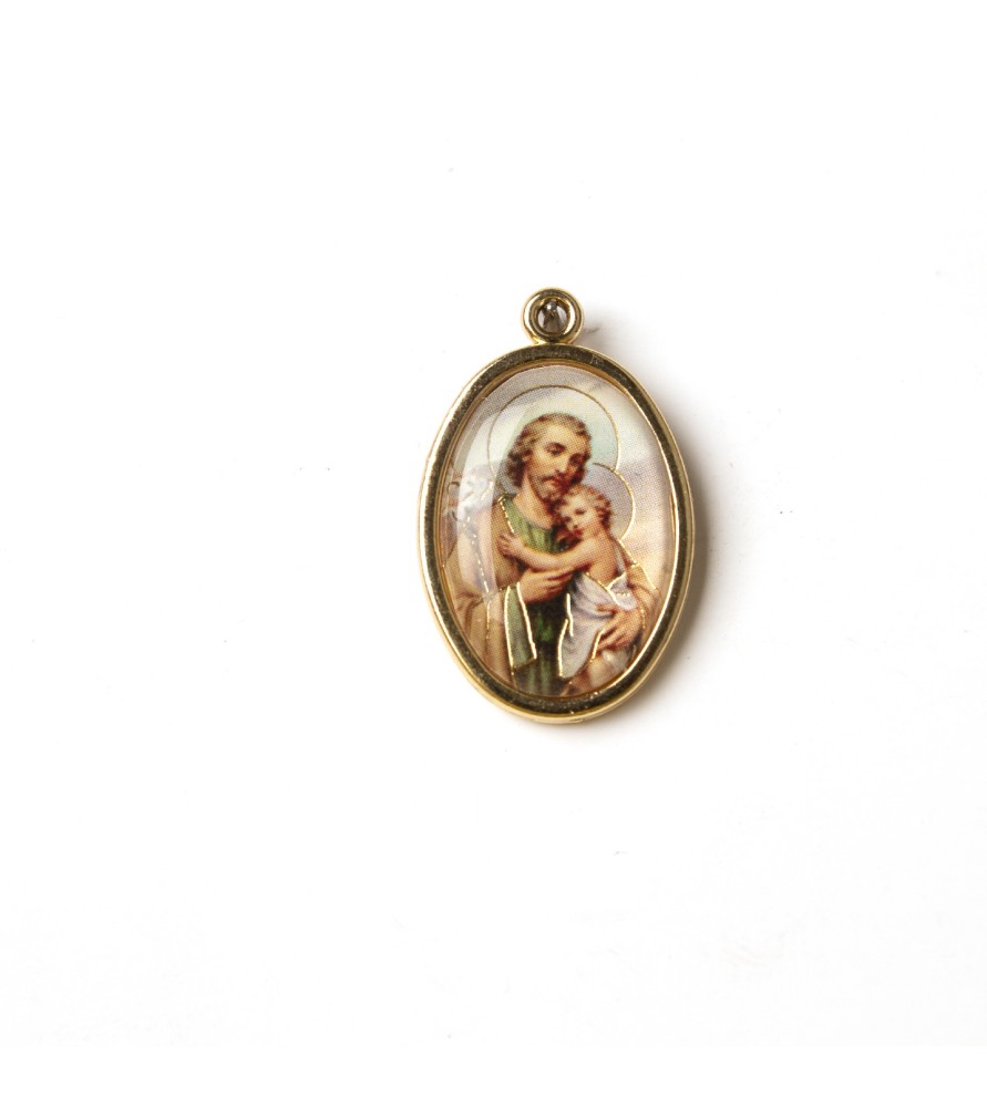 Busta con 10 Medaglia ovale dorata di San Giuseppe