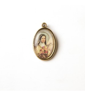 Busta con 10 Medaglia ovale dorata di Santa Teresa