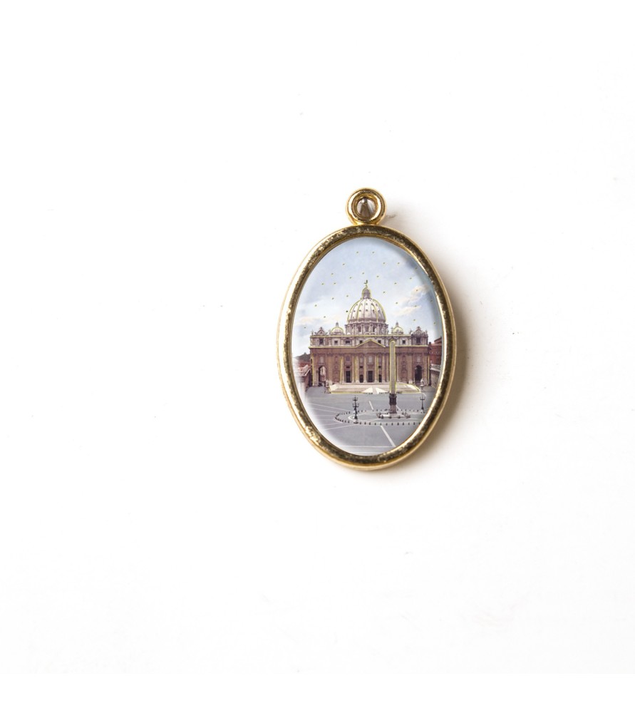 Busta con 10 Medaglia ovale dorata della Basilica di San Pietro Busta con 10 Medaglia ovale dorata della Basilica di San Pietro