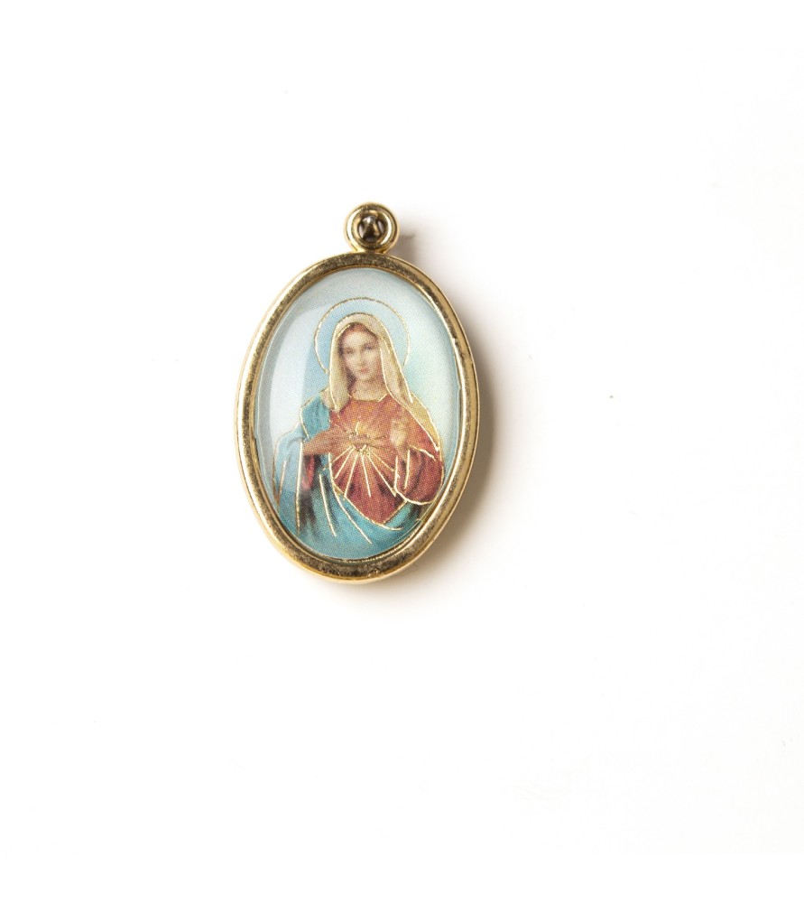 Busta con 10 Medaglia ovale dorata del Cuore Immacolato di Maria Busta con 10 Medaglia ovale dorata del Cuore Immacolato di Maria