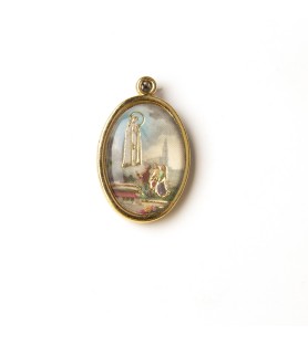 Busta con 10 Medaglia ovale dorata della Madonna di Fatima