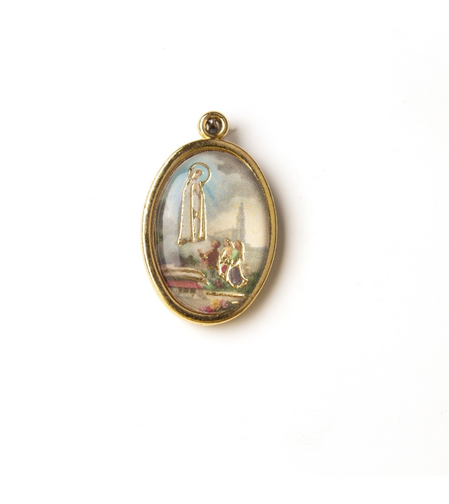 Busta con 10 Medaglia ovale dorata della Madonna di Fatima Busta con 10 Medaglia ovale dorata della Madonna di Fatima