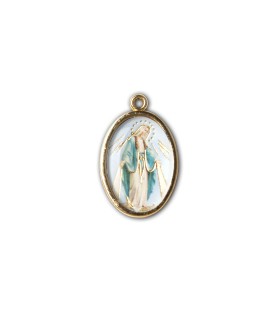 Medaglia ovale dorata double-face della Madonna Miracolosa e delle Medaglie