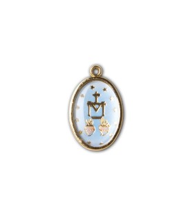 Medaglia ovale dorata double-face della Madonna Miracolosa e delle Medaglie
