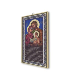 Quadretto in MDF con bordo e retro dorato della Sacra Famiglia