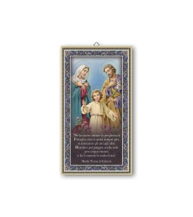 Quadretto in MDF con bordo e retro dorato della Sacra Famiglia