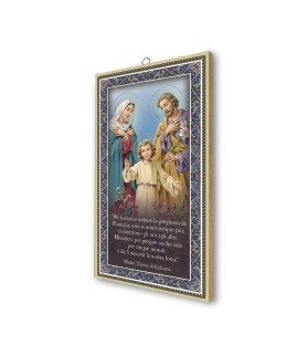 Quadretto in MDF con bordo e retro dorato della Sacra Famiglia