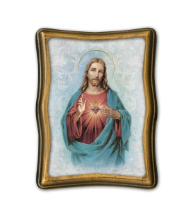 Quadretto anticato del Sacro Cuore di Gesù
