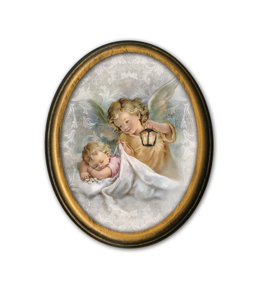 Quadretto ovale dell'Angelo con lanterna