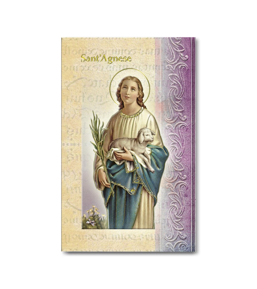 Biglietto con biografia e preghiera a Sant'Agnese in confezione da 20 pezzi Biglietto con biografia e preghiera a Sant'Agnese in confezione da 20 pezzi