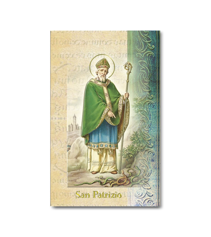 Biglietto con biografia e preghiera a San Patrizio in confezione da 20 pezzi Biglietto con biografia e preghiera a San Patrizio in confezione da 20 pezzi