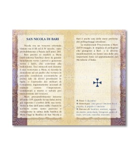 Biglietto con biografia e preghiera a San Nicola in confezione da 20 pezzi